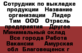 Сотрудник по выкладке продукции › Название организации ­ Лидер Тим, ООО › Отрасль предприятия ­ Другое › Минимальный оклад ­ 1 - Все города Работа » Вакансии   . Амурская обл.,Благовещенск г.